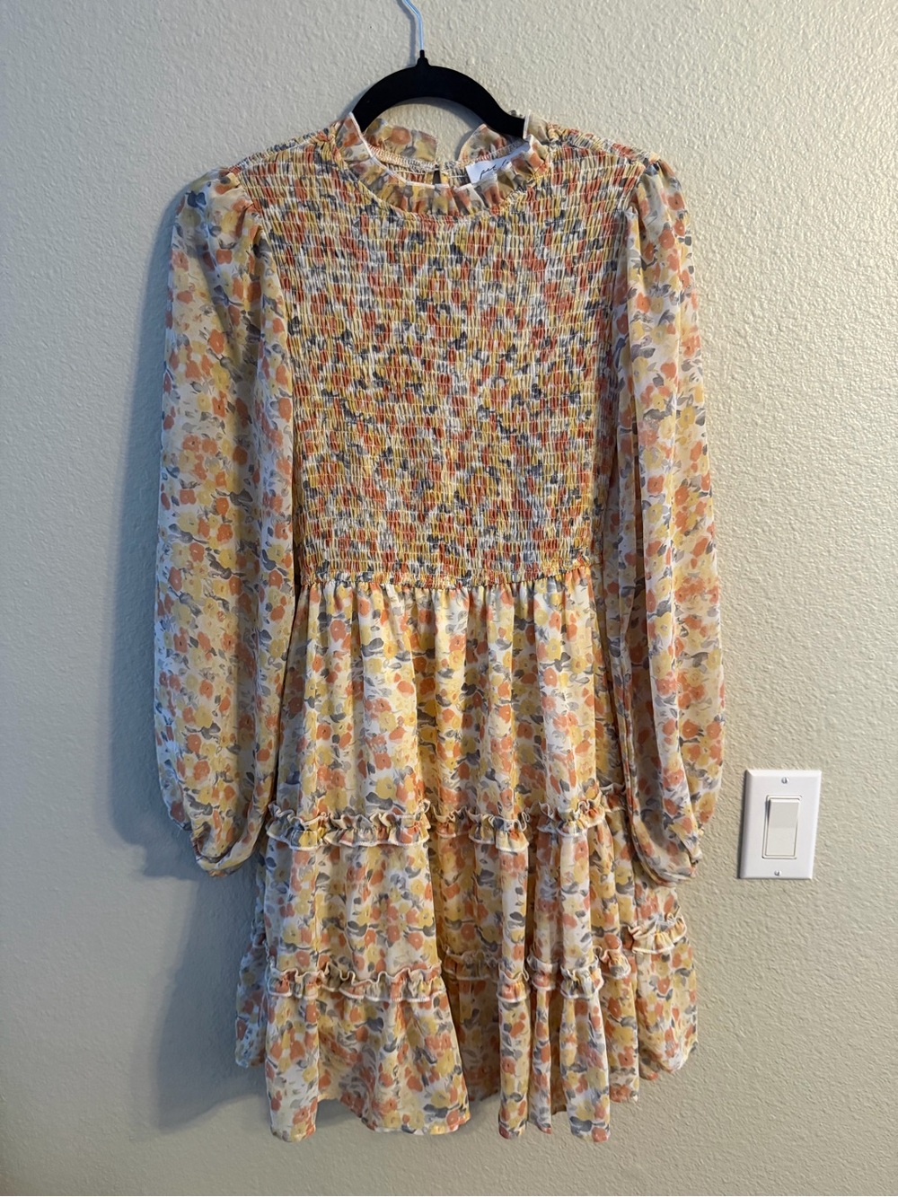 NWT Petal & Pup Rachel Dress -Floral Smocked Tiered Dress - Peach Floral Size 0 - Picture 2 of 12